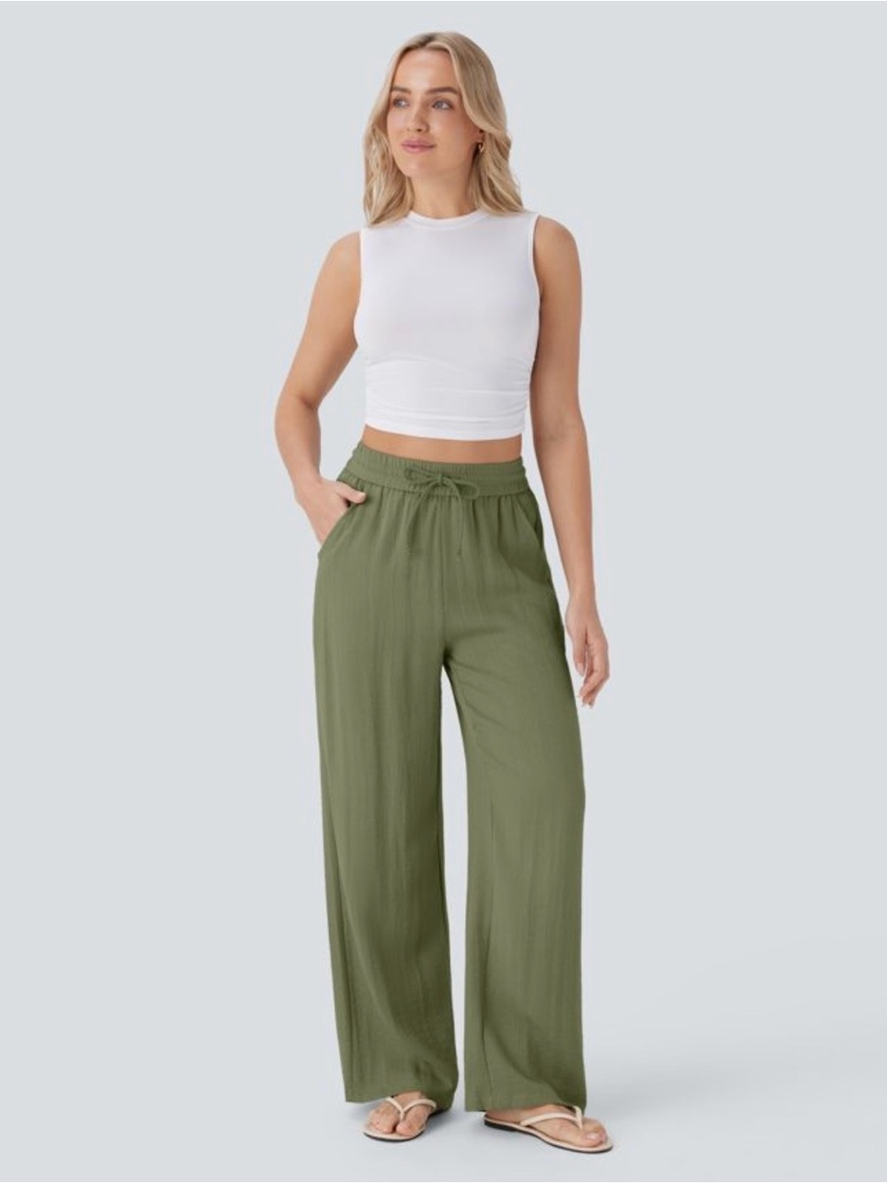 HALARA Olive Green Wide Leg Pants - Picture 11 of 11